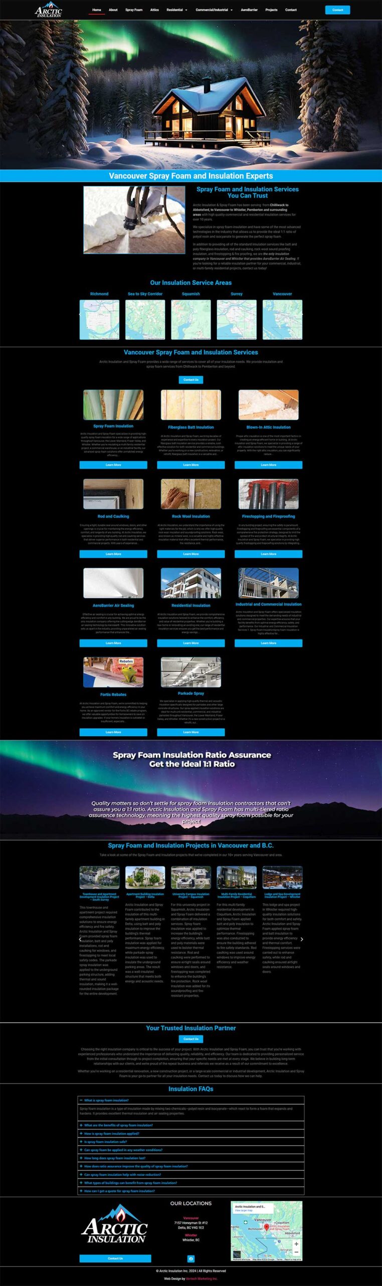 Vancouver Web Design Agency Portfolio - Construction - Arctic Insulation and Spray Foam